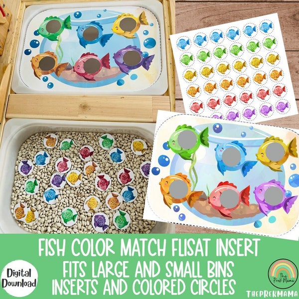 Fish Color Sort Flisat Inserts, Flisat Table, Flisat Insert Printable, Flisat Insert Preschool, Sensory Table, Sensory Inserts, Colors