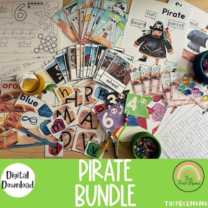 Piraten Bundle, Vorschulaktivitäten, druckbare Vorschule, Montessori druckbare, Homeschool-Lehrplan, druckbare Piraten und Aktivität