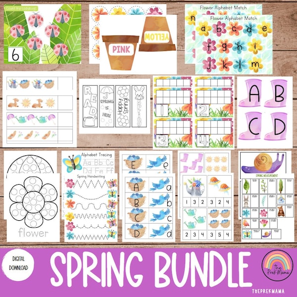 Spring Bundle, Preschool Printable, Spring Pintables, Spring Theme Worksheets, Preschool Printable Bundle, Spring Bundle, Preschool Bundle