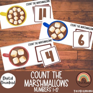 Count the Marshmallows Math Printable, Winter Preschool Printable, Homeschool Printable, Montessori Printable, Kid Activity, Sensory Bin