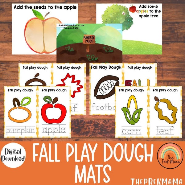 Fall Autumn Play Dough Activities, Play Dough Printable, Homeschool Printable, Montessori Printable, Kid Activity, Sensory Bin, Homeschool