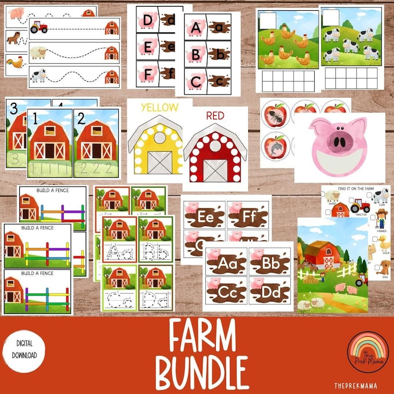 Math Activities of Farm Etsy