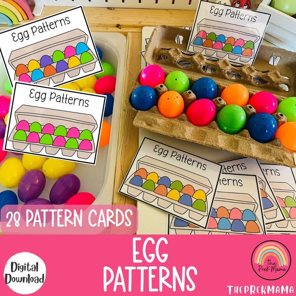 Egg Patterns, Easter Printable, Preschool Printable, Preschool Math, Homeschool Activity, Montessori Printable, Task Box Cards