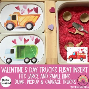 Camiones de San Valentín Insertos Flisat, Mesa Flisat, Inserto Flisat imprimible, Inserto Flisat Preescolar, Mesa sensorial, Insertos de mesa sensorial,