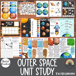 Outer Space Unit Study, Homeschool Learning Materials, Educational Activities for Preschool, Space Preschool Printable, Learning about Space