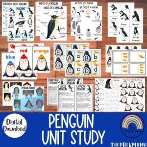 Penguin Unit Study, Homeschool Learning Materials, Educational Activities for Preschool, Penguin Preschool Printable, Learning about Penguin