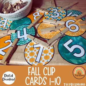 Fall Clip Cards| Preschool Printable| Preschool Math| Preschool Activity| Kindergarten Math| Halloween Printable| Toddler Printable
