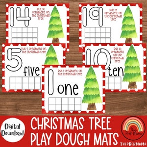 Árbol de Navidad Play Dough Mats, Play Doh Mats, Actividades para niños pequeños, Actividades para niños, Preescolar, Actividad de masa de juego preescolar, Actividades