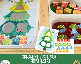 Ornament Shape Sort Flisat Insert, Christmas Flisat Insert, Flisat Insert Printable, Flisat Insert Preschool and Toddler, Sensory Table