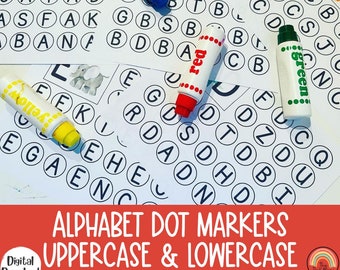 Alphabet Dot Markers, Dab Markers Preschool Printable, Preschool Worksheet, Letter Recognition, Occupy Book Pages, Learning Binder Pages
