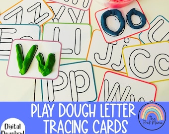 Play Dough Letter Tracing Cards, Preschool Printable, Preschool Activity, Toddler Activity Preschool Worksheet, Preschool Tracing Cards