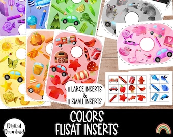 Kleuren sorteren Flisat inzetstukken, Flisat tafel, Flisat inzet afdrukbaar, Flisat inzet kleuterschool, zintuiglijke tafel, zintuiglijke inzetstukken, kleuren Flisat