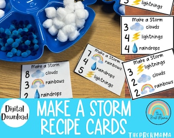 Make A Storm Recipe Cards, Preschool Recipe Cards, Homeschool Printable, Busy Book Pages, Preschool Printable, Educational Activity