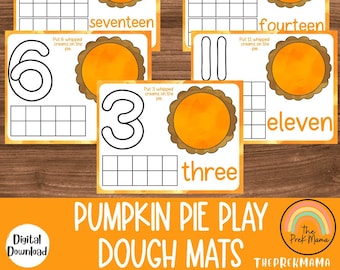 Pumpkin Pie Play Dough Mats, Play Doh Mats, Toddler Activities, Activities for Kids, Preschool, Preschool Play Dough Activity,  Activities