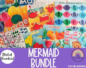Mermaid Bundle, Preschool Activities, Preschool Printable, Montessori Printable, Homeschool Curriculum, Mermaid Printable and Activity