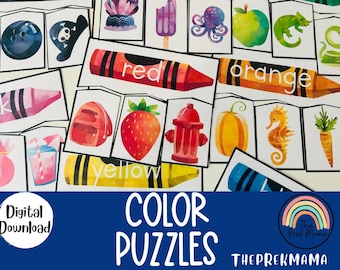 Color Puzzles, Activity for Kids, Preschool Worksheet, Preschool Printable, Learning Colors, Toddler Preschool Homeschool, Montessori