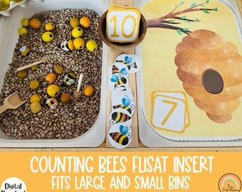 Contando abejas Insertos Flisat, Mesa Flisat, Inserto Flisat imprimible, Inserto Flisat Preescolar, Mesa sensorial, Inserciones sensoriales, Primavera
