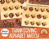 Thanksgiving Alphabet Match, Montessori Materials, Homeschool Resources, Preschool Printable, Homeschool Learning, Fall Activity for Kids