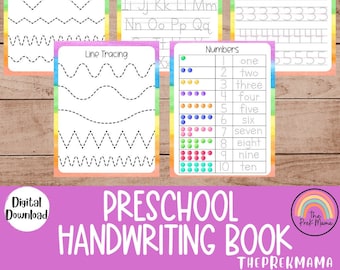 Preschool Handwriting Book,  Preschool Printable, Homeschool, Preschool Worksheet, Preschool Handwriting, Preschool Curriculum, Handwriting