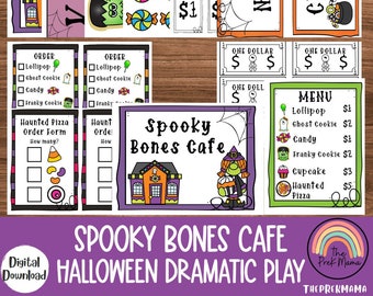 Spooky Bones Café, Halloween Dramatic Play, Halloween Pretend Play, Classroom Dramatic Play, Home Dramatic Play, Playroom, Restaurant