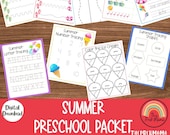 Summer Preschool Packet, Preschool Worksheets, Preschool Printable, Kindergarten, Homeschool, Toddler Printable, Kindergarten, Spring Print