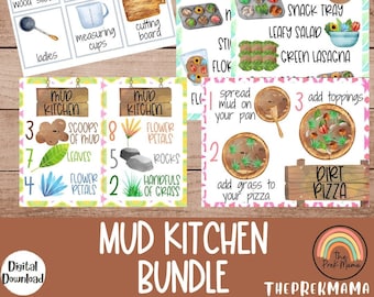 Mud Kitchen Bundle, Preschool Printable, Home School, Montessori Printable, Preschool Activity, Outdoor Activities, Mud Kitchen, Nature