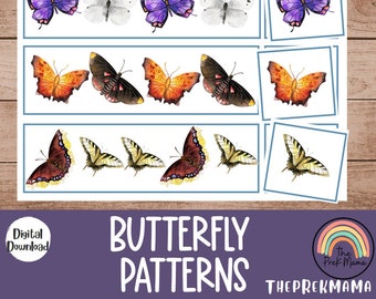Butterfly Patterns, Preschool Worksheets, Preschool Printable, Kindergarten, Homeschool, Toddler Printable, Preschool Patterns