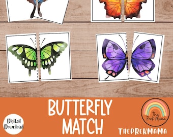 Butterfly Match, Preschool Printable, Preschool Game , Kindergarten, Home School, Montessori, Printable Activity, Toddler Printable