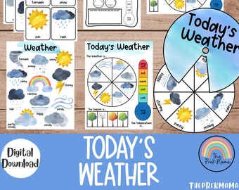 Today's Weather, Circle Time, Preschool Curriculum, Preschool Printable Weather, Preschool Printable, Homeschool, Montessori Curriculum