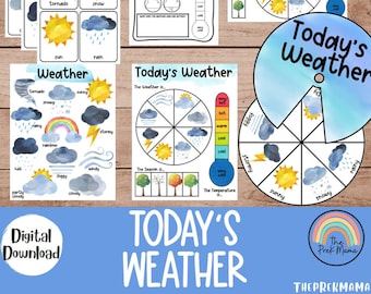 Today's Weather, Circle Time, Preschool Curriculum, Preschool Printable Weather, Preschool Printable, Homeschool, Montessori Curriculum