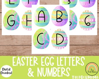 Easter Letters and Numbers, Preschool Printable, Preschool Letter Match, Preschool Worksheet, Letter Recognition, Learning Activity, Busy