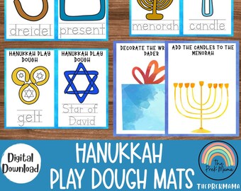 Hanukkah Play Dough Activities, Hanukkah Preschool Printable, Homeschool Printable, Hanukkah Printable, Kid Activity, Sensory