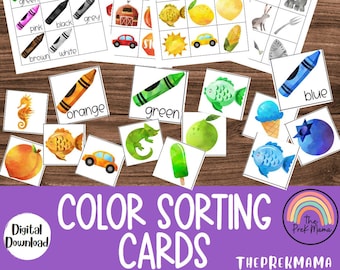 Color Sorting Cards, Preschool Worksheet, Preschool Printable, Learning Colors, Educational Printable, Preschool Homeschool, Montessori