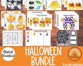 Halloween Bundle, Halloween Activities for Kids, Halloween Preschool Printable, Homeschool Printable, Montessori Printable, Kid Activity
