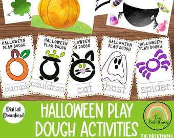 Halloween Play Dough Activities, Halloween Preschool Printable, Homeschool Printable, Montessori Printable, Kid Activity, Sensory Bin