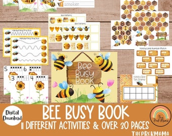 BEE Busy Book, Montessori Homeschool Printable, Preschool Printable, Preschool Worksheets, Preschool Toddler Busy Binder, Busy Book