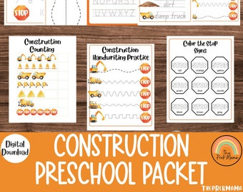 Construction Preschool Packet, Preschool Worksheets, Preschool Printable, Kindergarten, Homeschool, Toddler Printable, Educational Printable