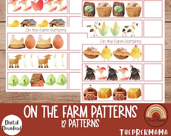 FARM Patterns, Montessori Toddler Printable, Preschool Printable, Preschool Worksheets, Busy Binder, Montessori Toddler, Preschool Learning