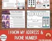Phone Number and Address, Preschool Curriculum, Toddler Printable, Kindergarten, Learning Address, Learning Phone Number, Life Skills