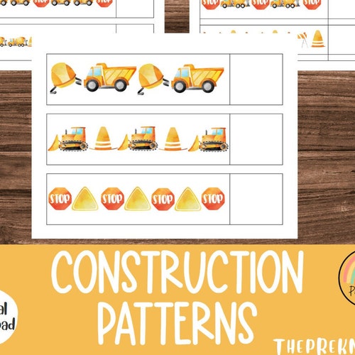 Construction Patterns Preschool Worksheets Preschool Etsy