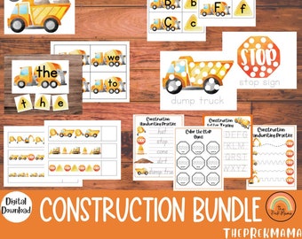Construction Bundle, Construction Busy Book, Preschool Printable, Construction Pintables, Construction Worksheet, Preschool Printable Bundle
