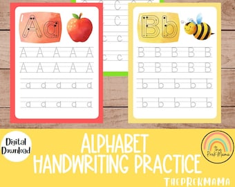 Alphabet Handwriting Practice Letter Tracing, Preschool Printable, Preschool Activity,  Homeschool, Preschool Worksheet, Letter Practice,