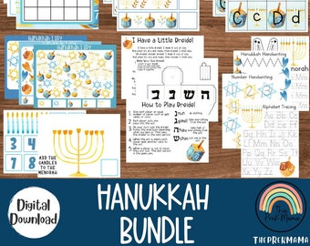 Hanukkah Bundle, Hanukkah Preschool Printable, Preschool Activity, Homeschool, Preschool Teacher, Preschool Math, Preschool Patterns