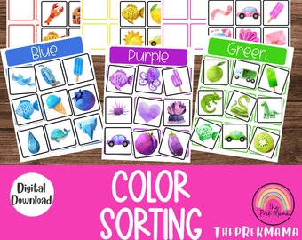Color Sorting Posters, Preschool Worksheet, Preschool Printable, Learning Colors, Educational Printable, Preschool Homeschool, Montessori