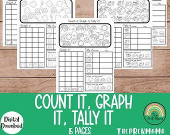 Count it, Graph it and Tally it, Math Worksheets, Preschool Printable, Kindergarten Printable, Homeschool Curriculum, Preschool Curriculum