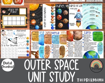 Outer Space Unit Study, Homeschool Learning Materials, Educational Activities for Preschool, Space Preschool Printable, Learning about Space