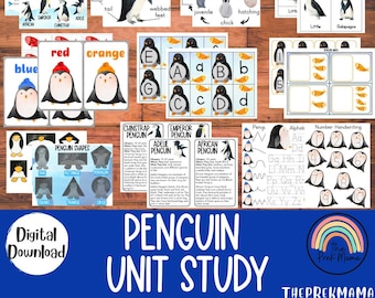 Penguin Unit Study, Homeschool Learning Materials, Educational Activities for Preschool, Penguin Preschool Printable, Learning about Penguin