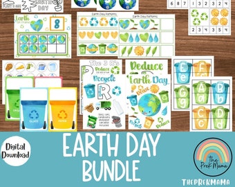 Earth Day Bundle, Preschool Worksheet, Preschool Printable, Homeschool, Toddler Printable, Toddler Activity, Earth Day Printable