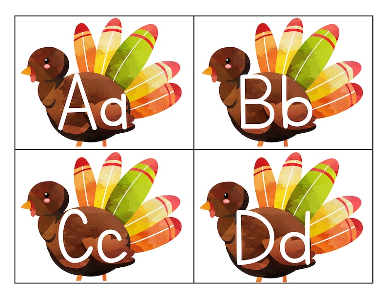 Thanksgiving Alphabet Preschool Printable Montessori Etsy