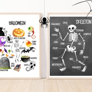 Affiche d'Halloween, Décoration d'enfant d'Halloween, Poster éducatif, Décoration de salle de classe, Classe d'école à domicile, Poster d'école maternelle, École à la maison, Décoration de maison